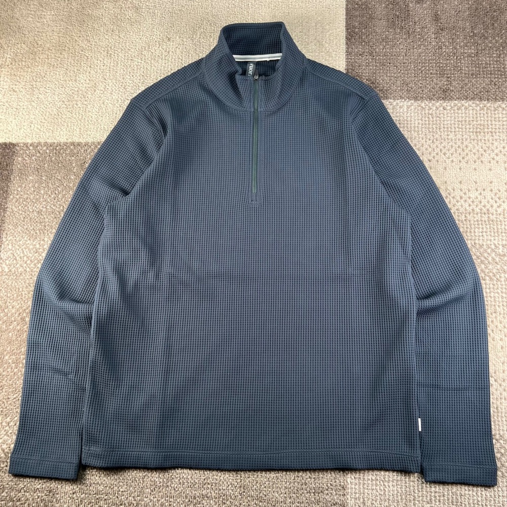 Vuori Medium Lightweight Tech Waffle Quarter Zip Blue Mens Size M V2118